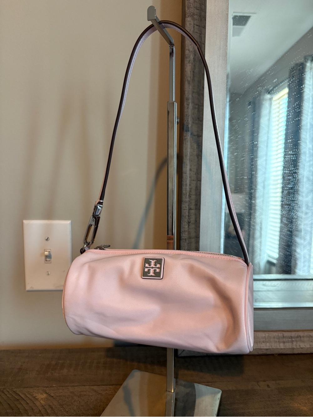 Tory Burch Pink Nylon Shoulder Bag with Logo